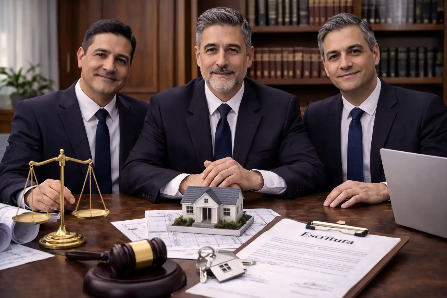 Equipo legal revisando caso de regularización inmobiliaria con enfoque integral